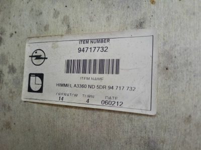 Обшивка потолка Opel Astra H 2012 Z16XER 1.6 хетчбэк 5дв.